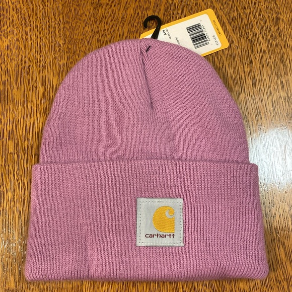 Carhartt Accessories - NWT Carhartt Cuffed Pink Knit Beanie Hat 100% Acrylic A18 Knitted New With Tags